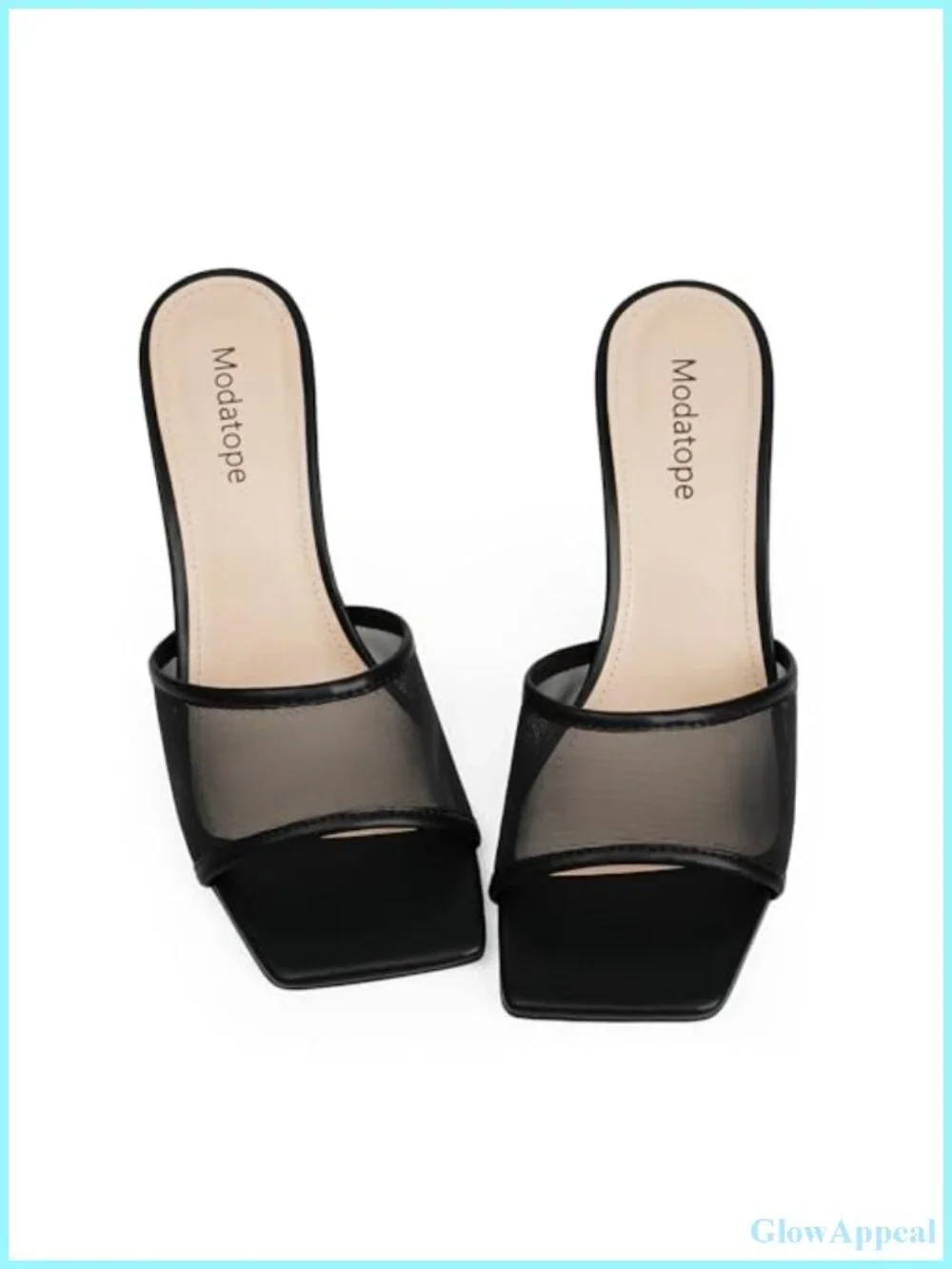Women's Slip-On Mules Heels Open Square Toe Mesh Block Chunky Heel Dress Shoes